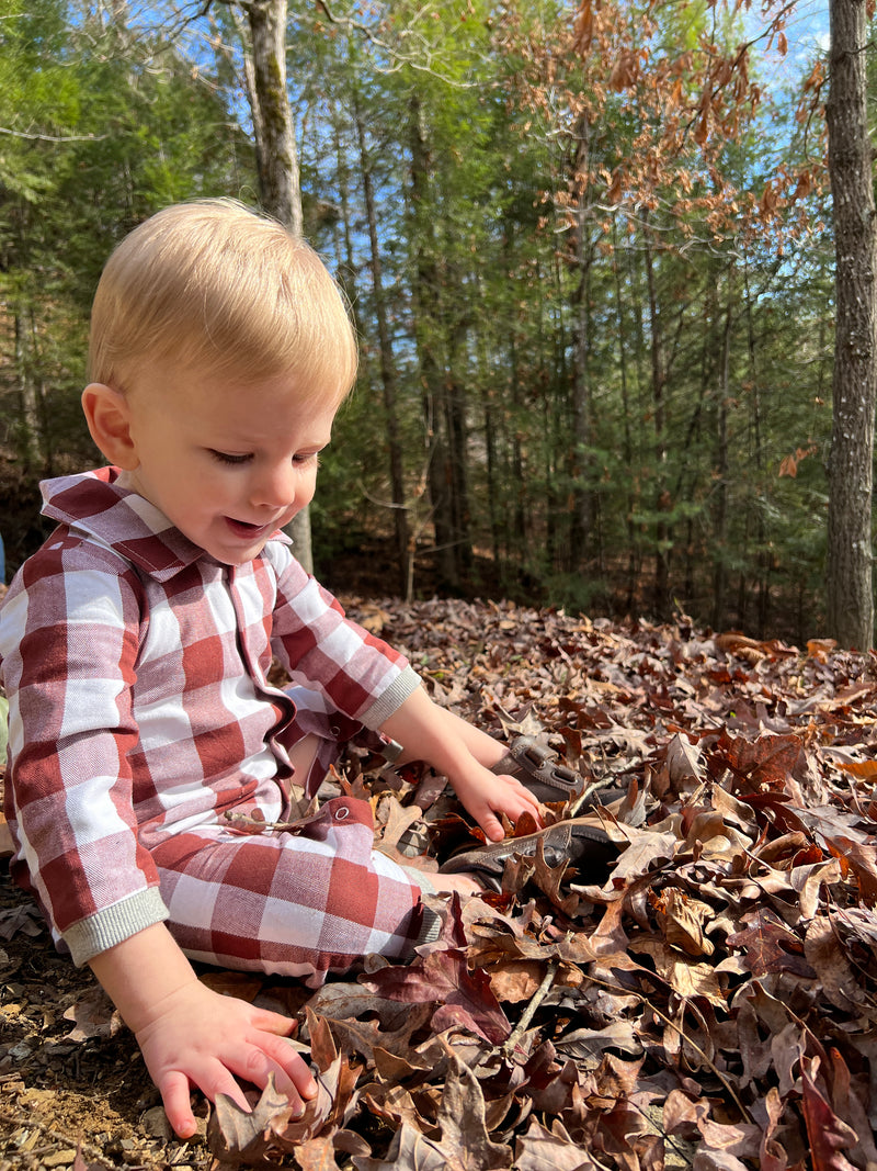 Rust/White Plaid Lumberjacket Romper