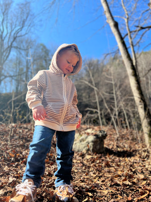 Tan/Beige Cosy Stripe JAMES Hooded Top