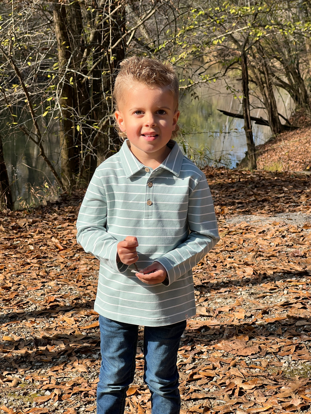 Mint/White Stripe MIDWAY Polo