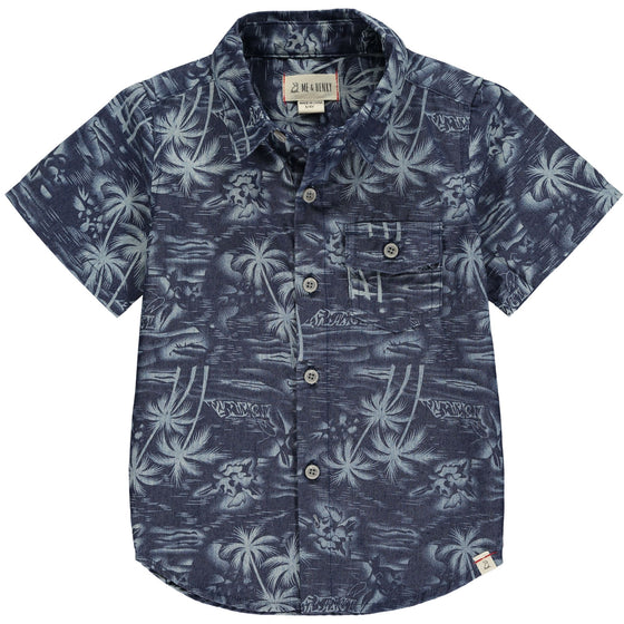 Mens Newport Woven Shirt navy hawaiian print