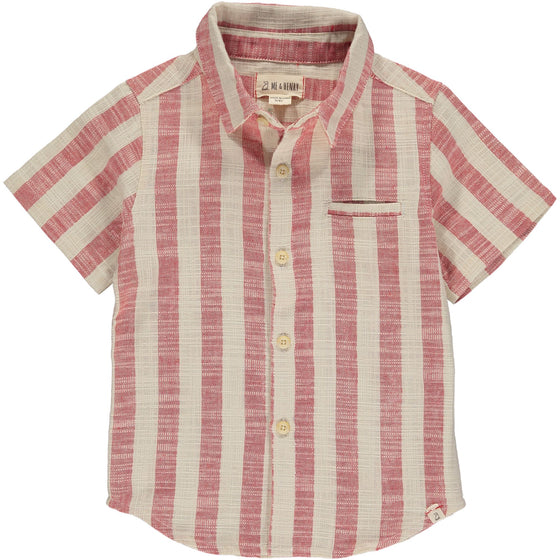 Mens Newport Woven Shirt red/cream stripe