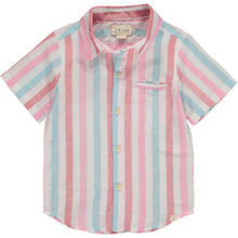  Mens Pier Woven Shirt red/pink/turquoise stripe