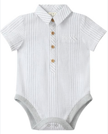  HELFORD GREY STRIPE WOVEN ONESIE