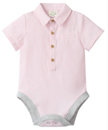  PINK SEERSUCKER  HELFORD WOVEN ONESIE