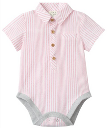  PINK/WHITE STRIPE  HELFORD WOVEN ONESIE