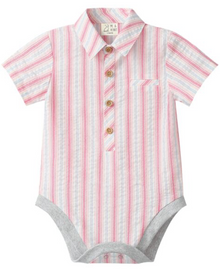  PINK/WHITE/BLUE STRIPE HELFORD WOVEN ONESIE