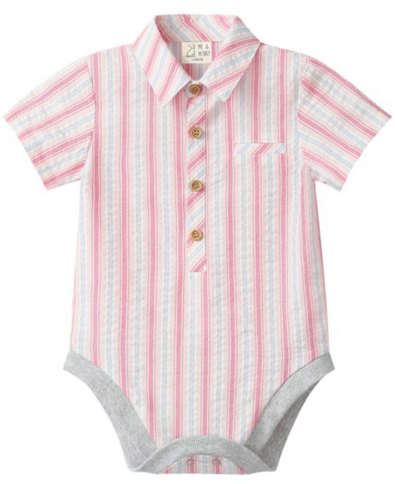 PINK/WHITE/BLUE STRIPE HELFORD WOVEN ONESIE