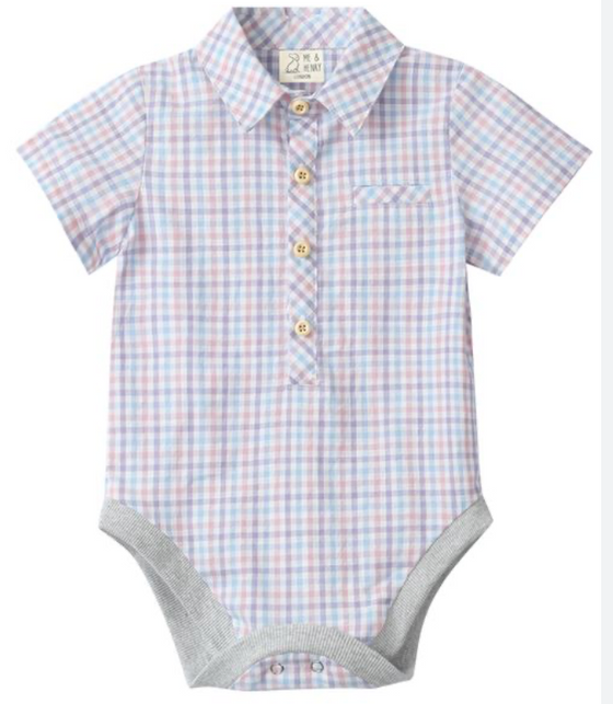 PINK/BLUE/LILAC PLAID HELFORD WOVEN ONESIE