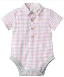  PINK/PEACH/BLUE PLAID HELFORD WOVEN ONESIE