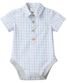  PINK/BLUE PLAID HELFORD WOVEN ONESIE