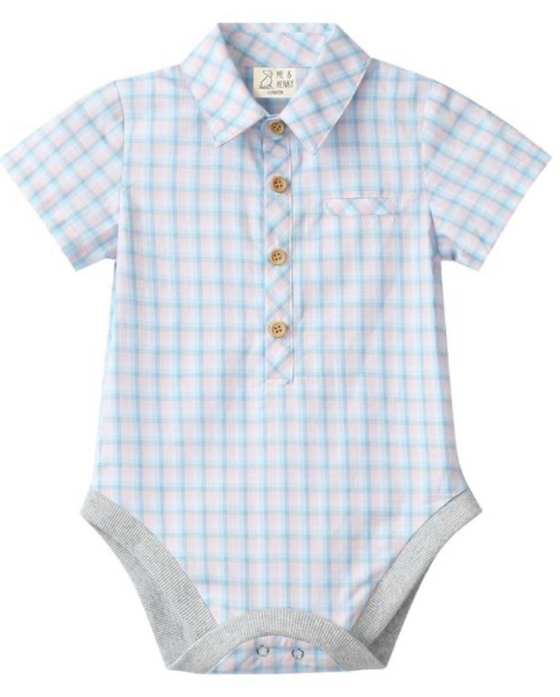 PINK/BLUE PLAID HELFORD WOVEN ONESIE