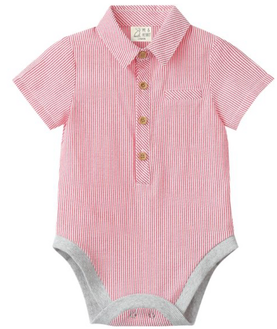RED STRIPE SEERSUCKER HELFORD WOVEN ONESIE