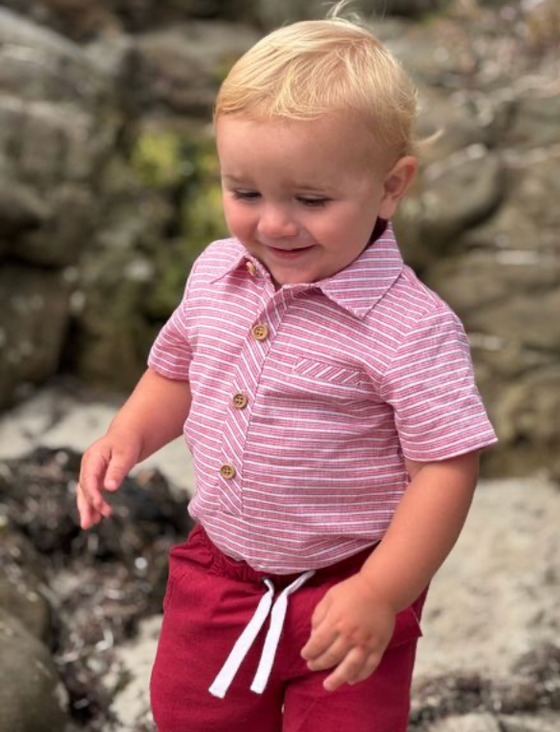 RED STRIPE HELFORD WOVEN ONESIE