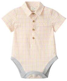  PEACH/LEMON PLAID HELFORD WOVEN ONESIE