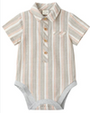 PEACH/MULTI STRIPE HELFORD WOVEN ONESIE