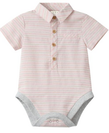  PEACH/TEXTURED STRIPE HELFORD WOVEN ONESIE