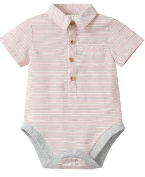 PEACH/TEXTURED STRIPE HELFORD WOVEN ONESIE