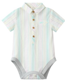  GREEN PASTEL MULTI STRIPE HELFORD WOVEN ONESIE
