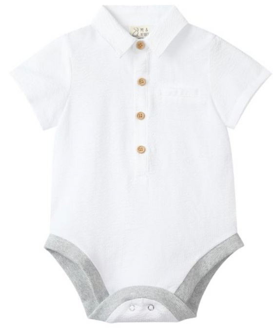WHITE SEERSUCKER HELFORD WOVEN ONESIE