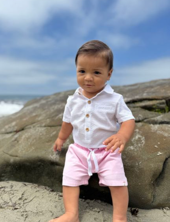 WHITE SEERSUCKER HELFORD WOVEN ONESIE