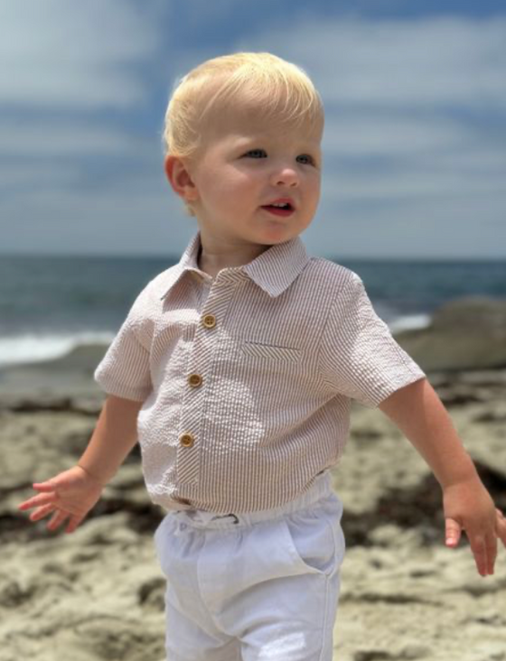 CREAM SEERSUCKER HELFORD WOVEN ONESIE