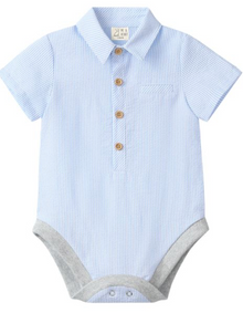  PALE BLUE SEERSUCKER HELFORD WOVEN ONESIE