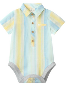  LEMON/BLUE STRIPE HELFORD WOVEN ONESIE