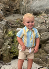 LEMON/BLUE STRIPE HELFORD WOVEN ONESIE
