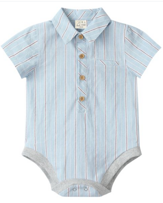 CHAMBRAY/RED STRIPE  HELFORD WOVEN ONESIE