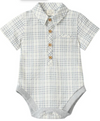 CHAMBRAY/CREAM PLAID HELFORD WOVEN ONESIE