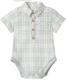  CHAMBRAY/CREAM PLAID HELFORD WOVEN ONESIE