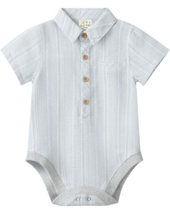 CHAMBRAY TEXTURED STRIPE HELFORD WOVEN ONESIE