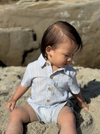 CHAMBRAY TEXTURED STRIPE HELFORD WOVEN ONESIE