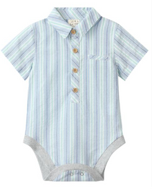  CHAMBRAY/MINT STRIPE HELFORD WOVEN ONESIE