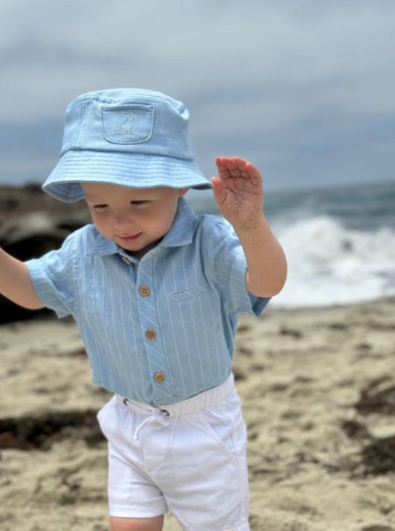 CHAMBRAY STRIPE HELFORD WOVEN ONESIE