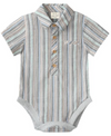 MULTI/BLUE BEIGE STRIPE HELFORD WOVEN ONESIE