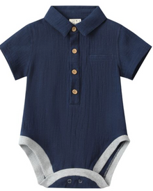  NAVY HELFORD WOVEN ONESIE