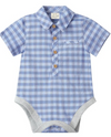 DARK CHAMBRAY PLAID HELFORD WOVEN ONESIE