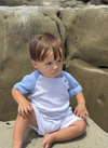 AFLOAT WHITE/CHAMBRAY  Raglan Romper