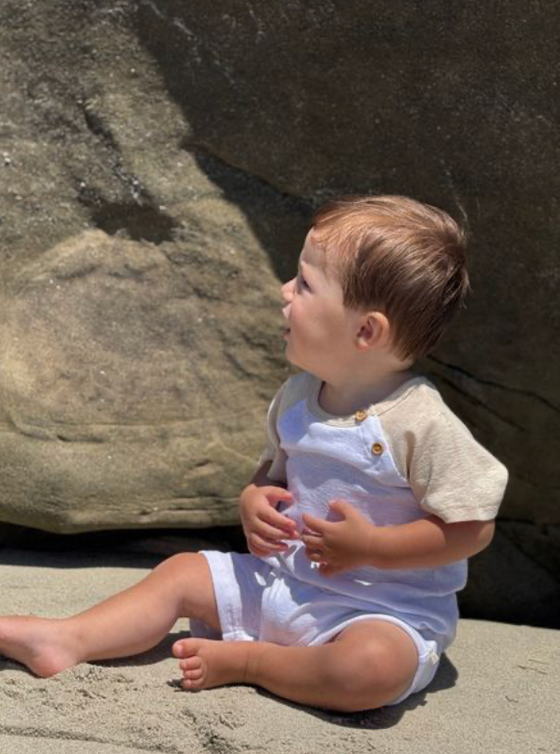 AFLOAT WHITE/BEIGE Raglan Romper