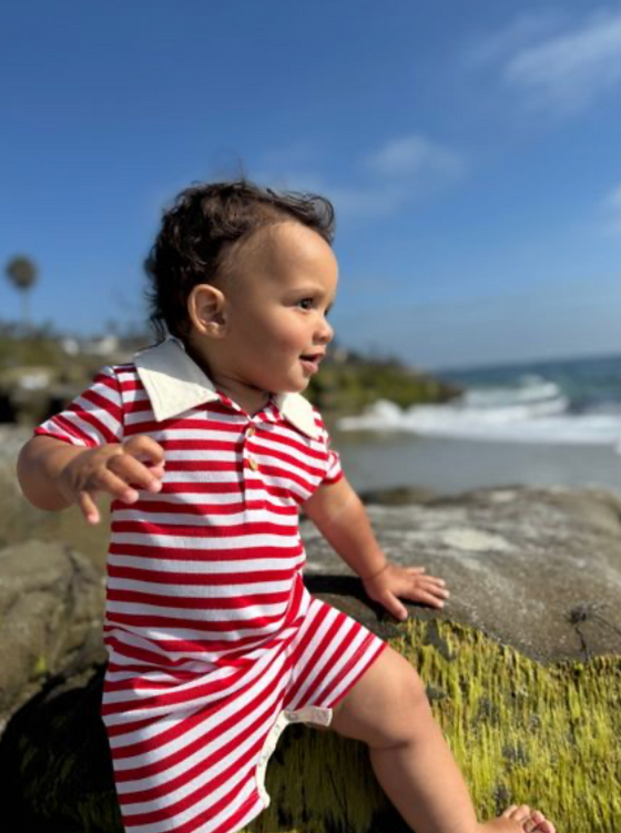 SALTASH RED STRIPE POLO  Romper
