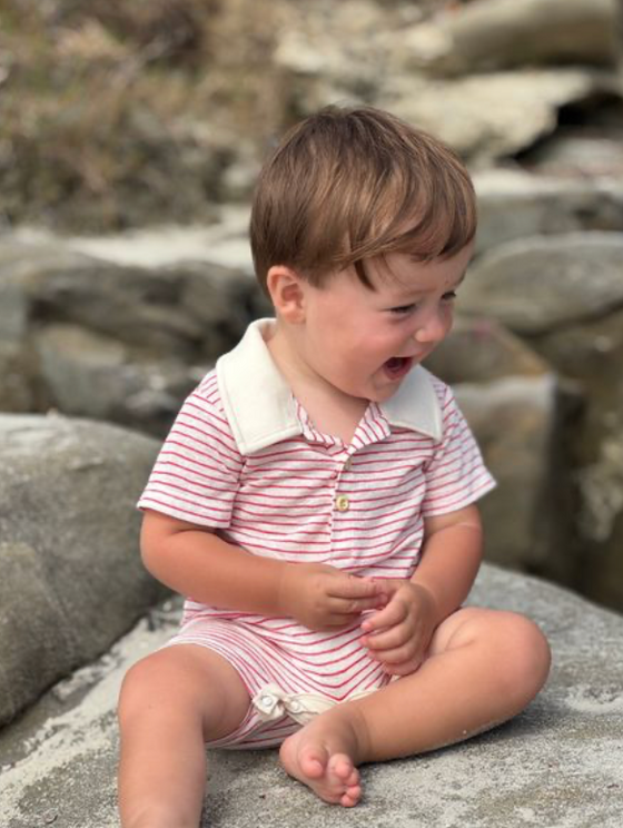 SALTASH THIN RED STRIPE POLO  Romper
