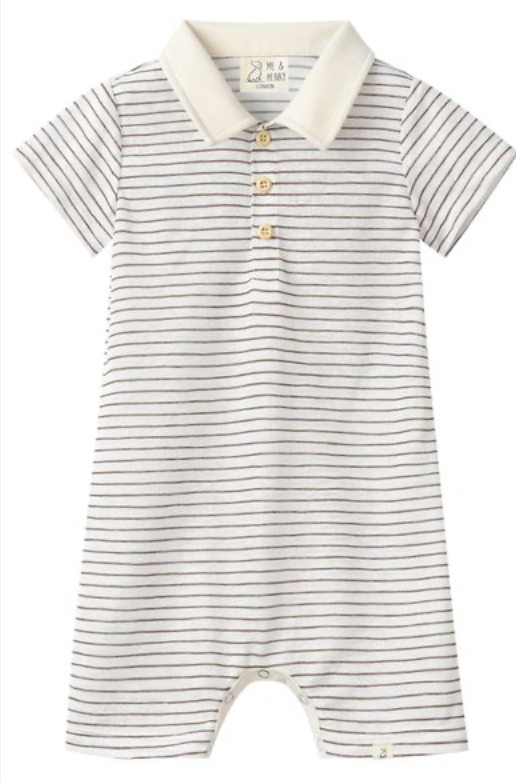 SALTASH THIN BEIGE STRIPE POLO  Romper