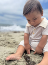 SALTASH THIN BEIGE STRIPE POLO  Romper
