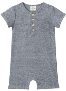  CAMBORNE HEATHERED NAVY Henley Romper