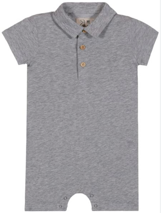 DRIFT GREY Pique Polo Romper