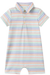 DRIFT PEACH MULTI STRIPE Polo Romper