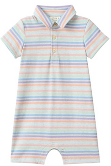  DRIFT PEACH MULTI STRIPE Polo Romper