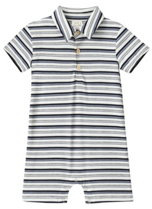  DRIFT GREY MULTI STRIPE Polo Romper