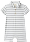 DRIFT GREY/WHITE STRIPE Polo Romper